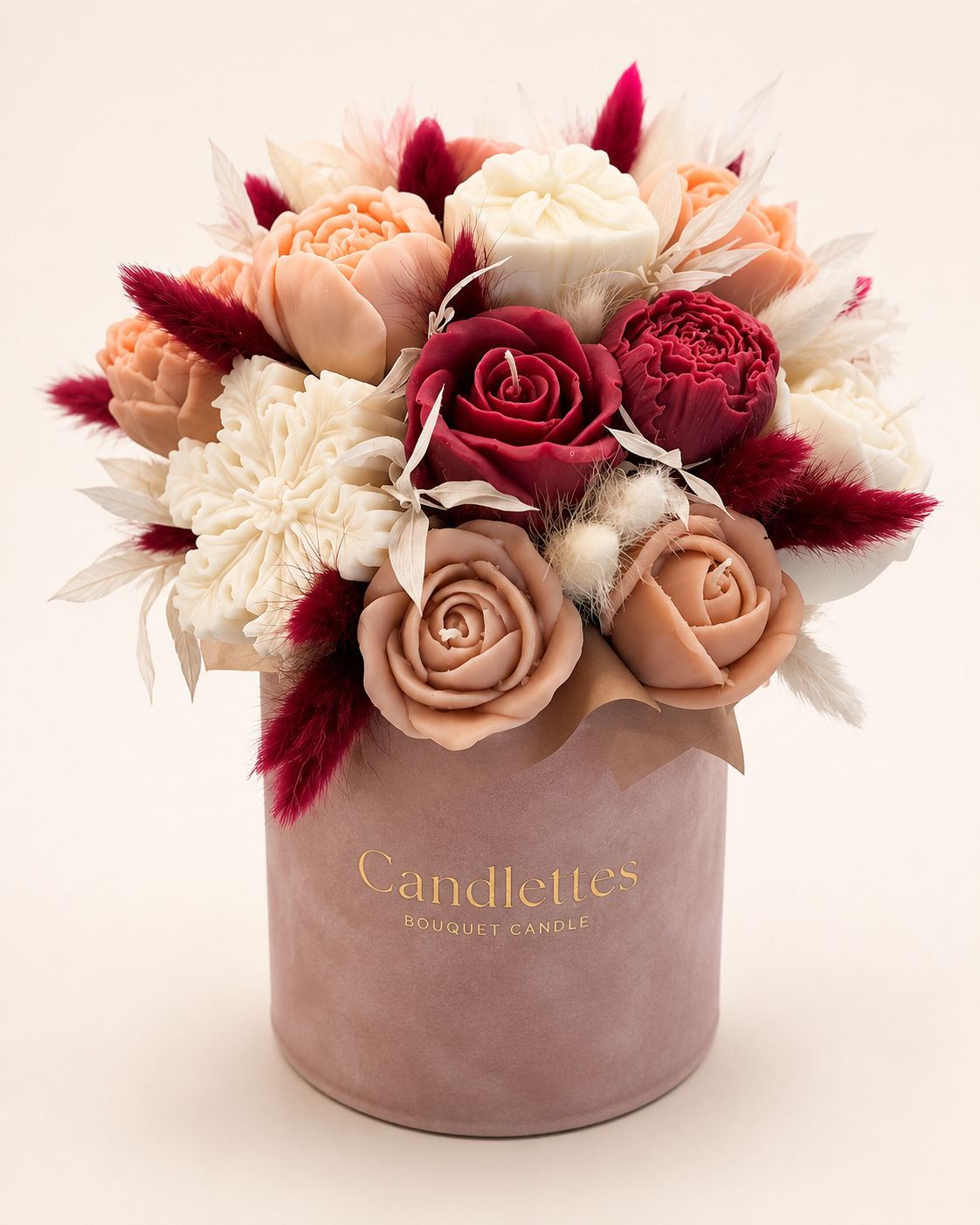 Burgundy Floral Candle