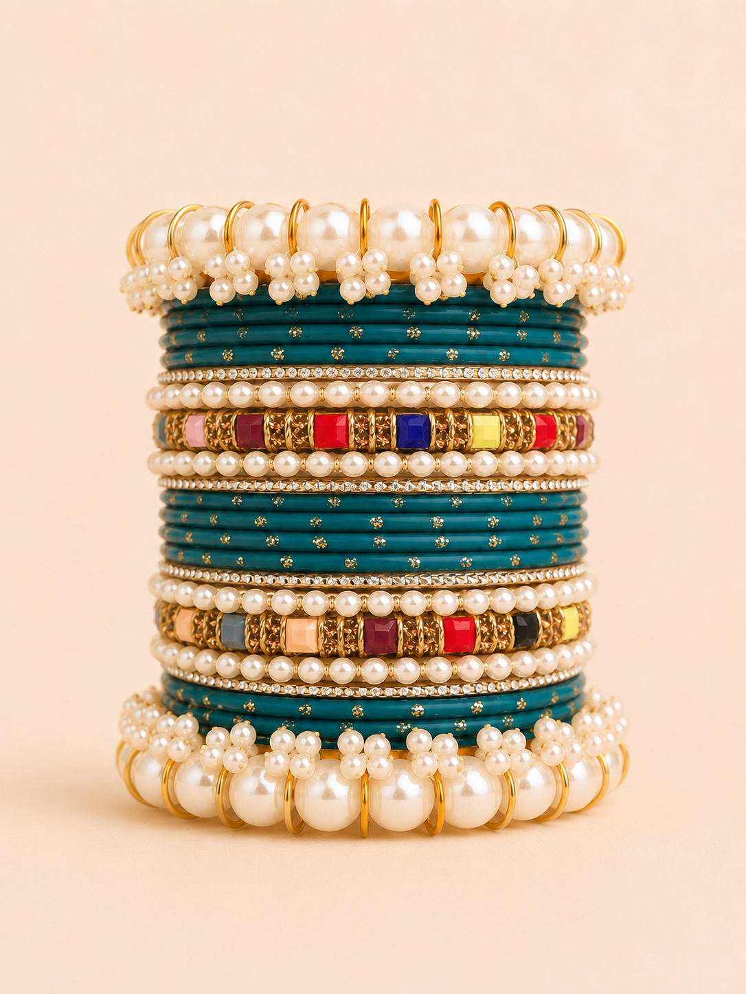 Teal Blue Pearl Bangles