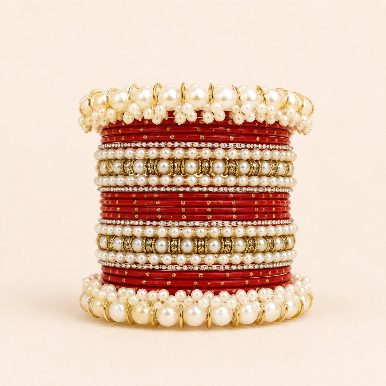 Crimson Red Pearl Bangles