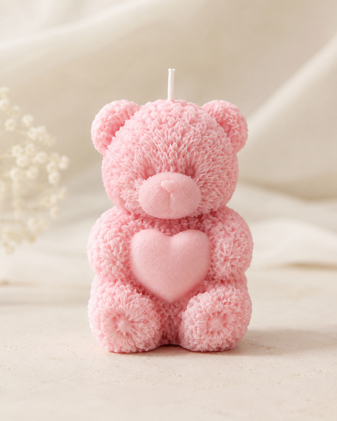 Pink Teddy Bear Candle