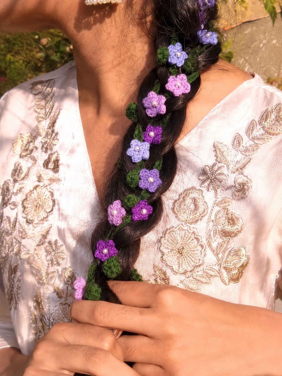 Lavender Bloom Crochet Hair Tassel