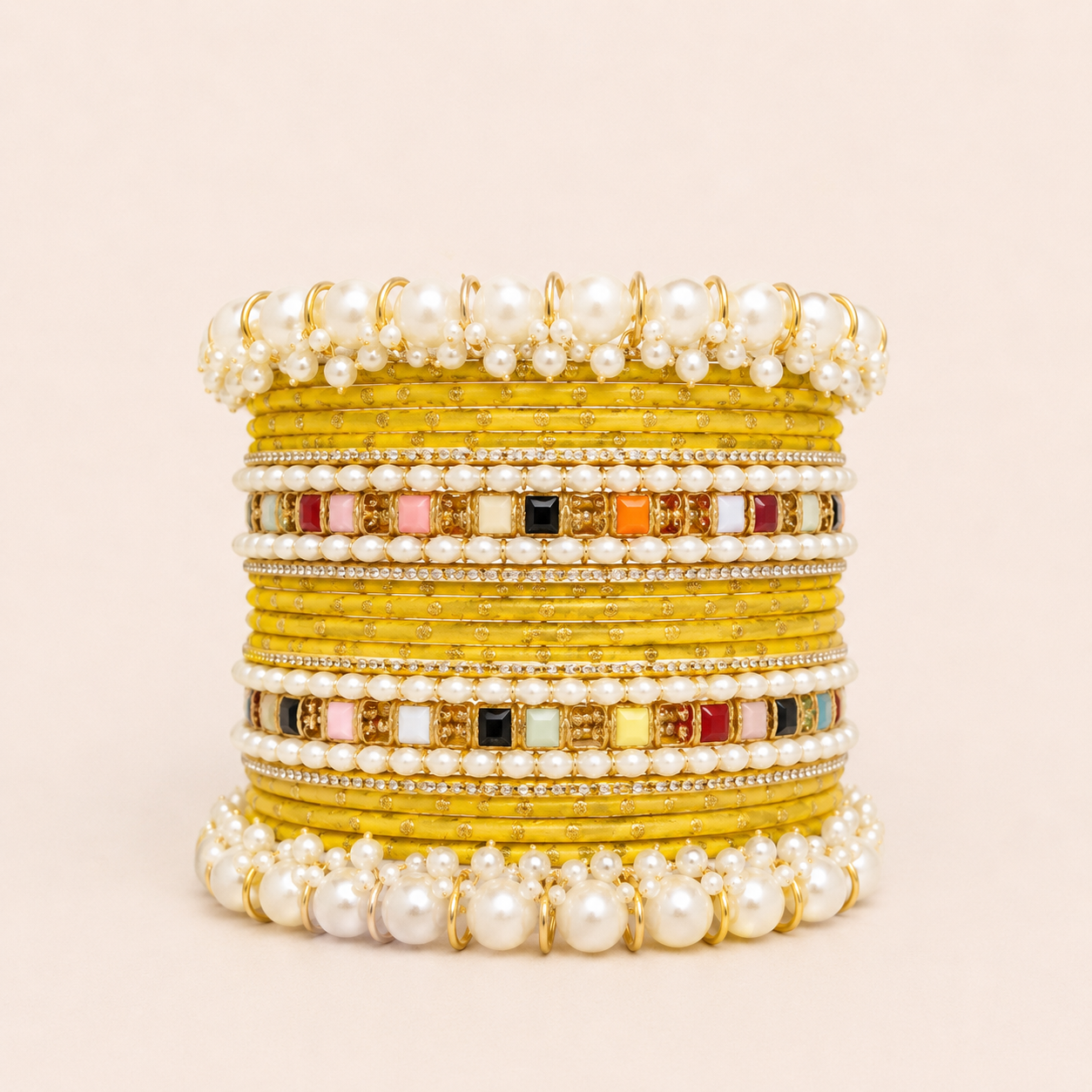 Mustard Yellow Pearl Bangles