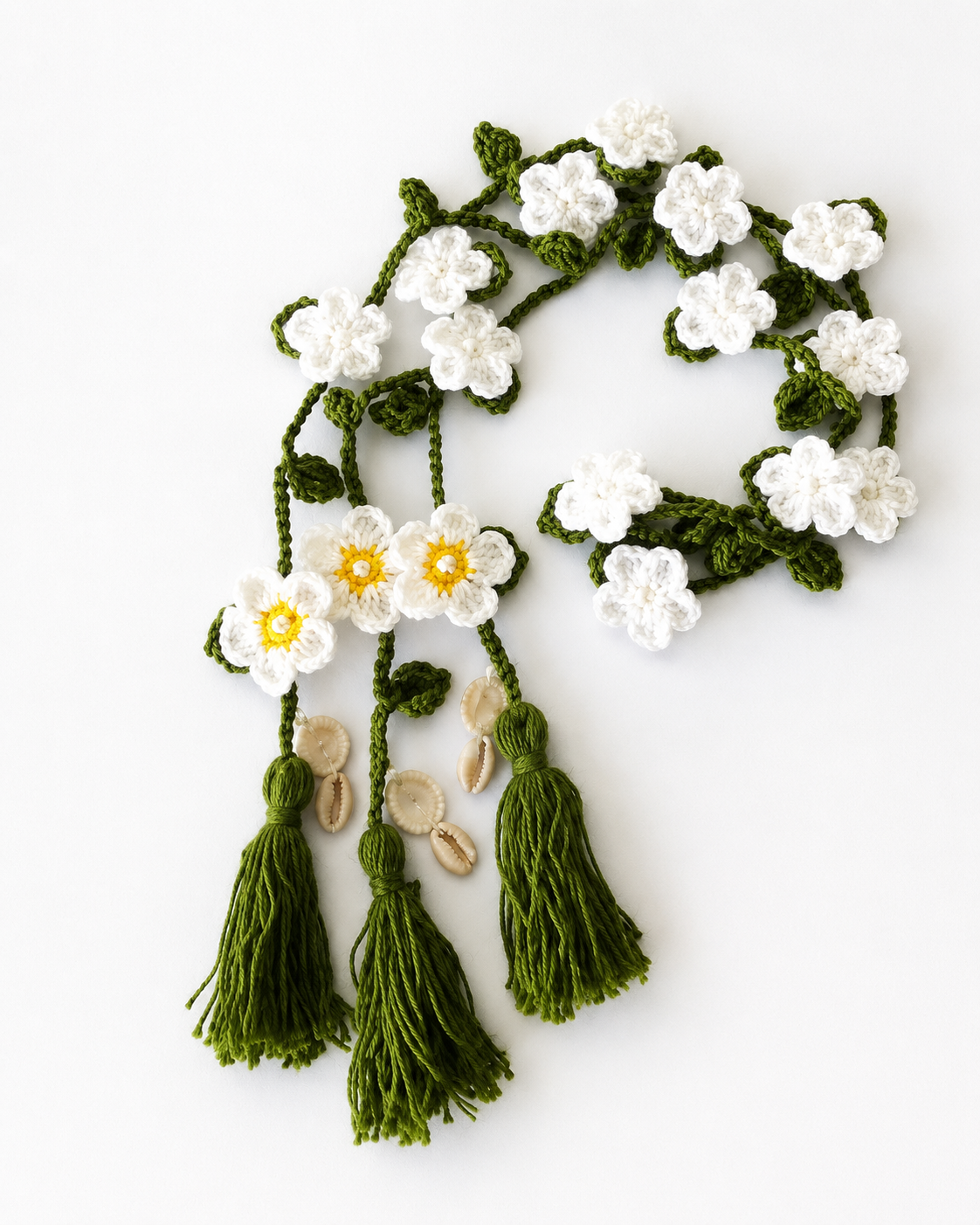 Daisy Charm Crochet Hair Tassel