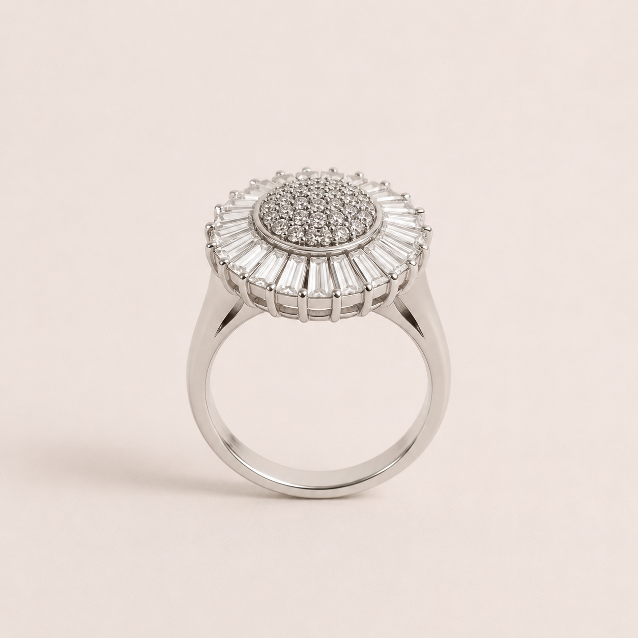 Silver-Tone Crystal Statement Ring
