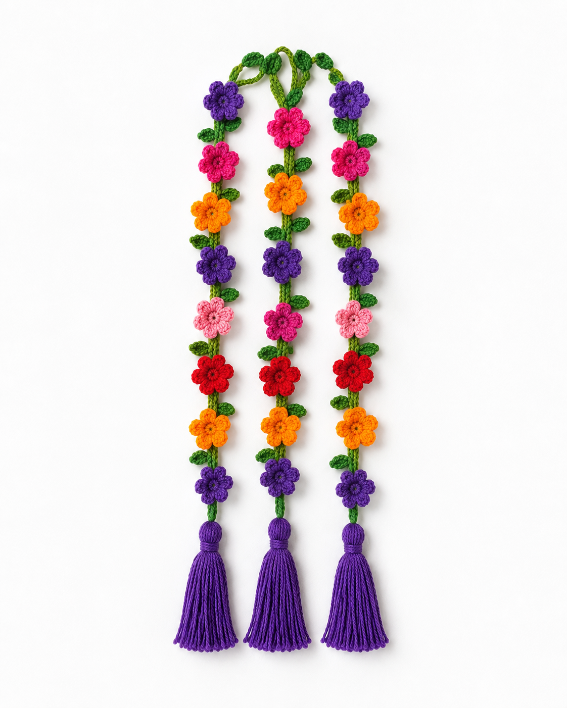Rainbow Bloom Crochet Hair Tassel
