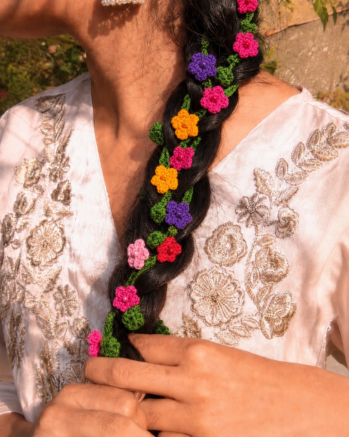Rainbow Bloom Crochet Hair Tassel
