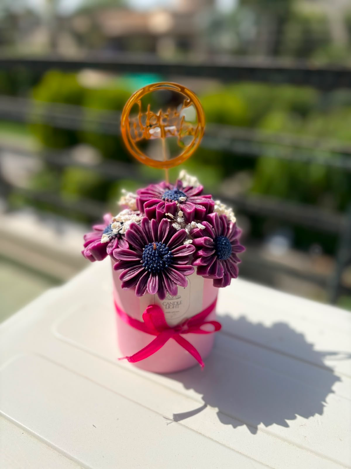 Purple Mini Floral Candle