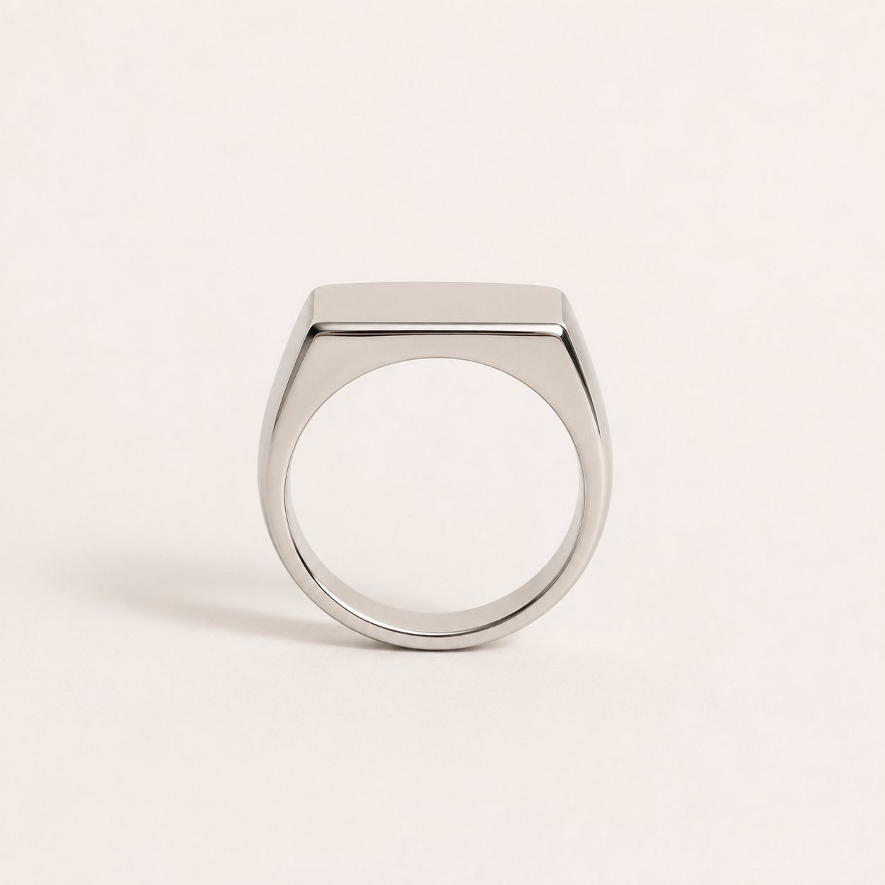 Silver-Tone Plain Signet Ring