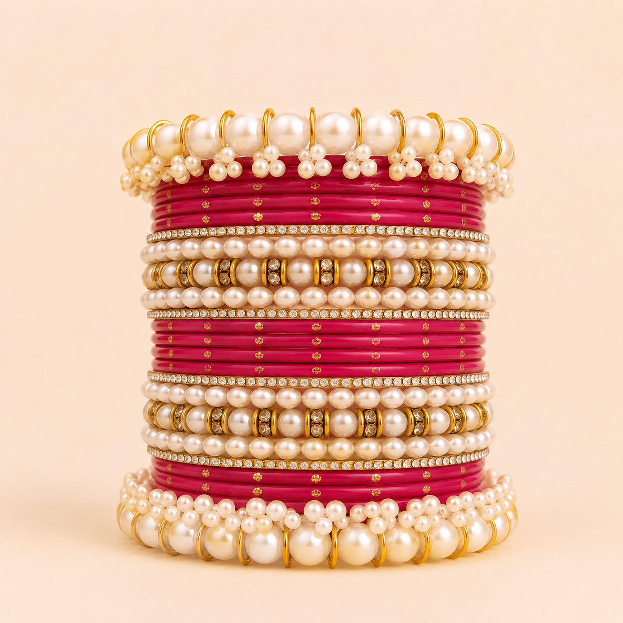 Magenta Pink Pearl Bangles