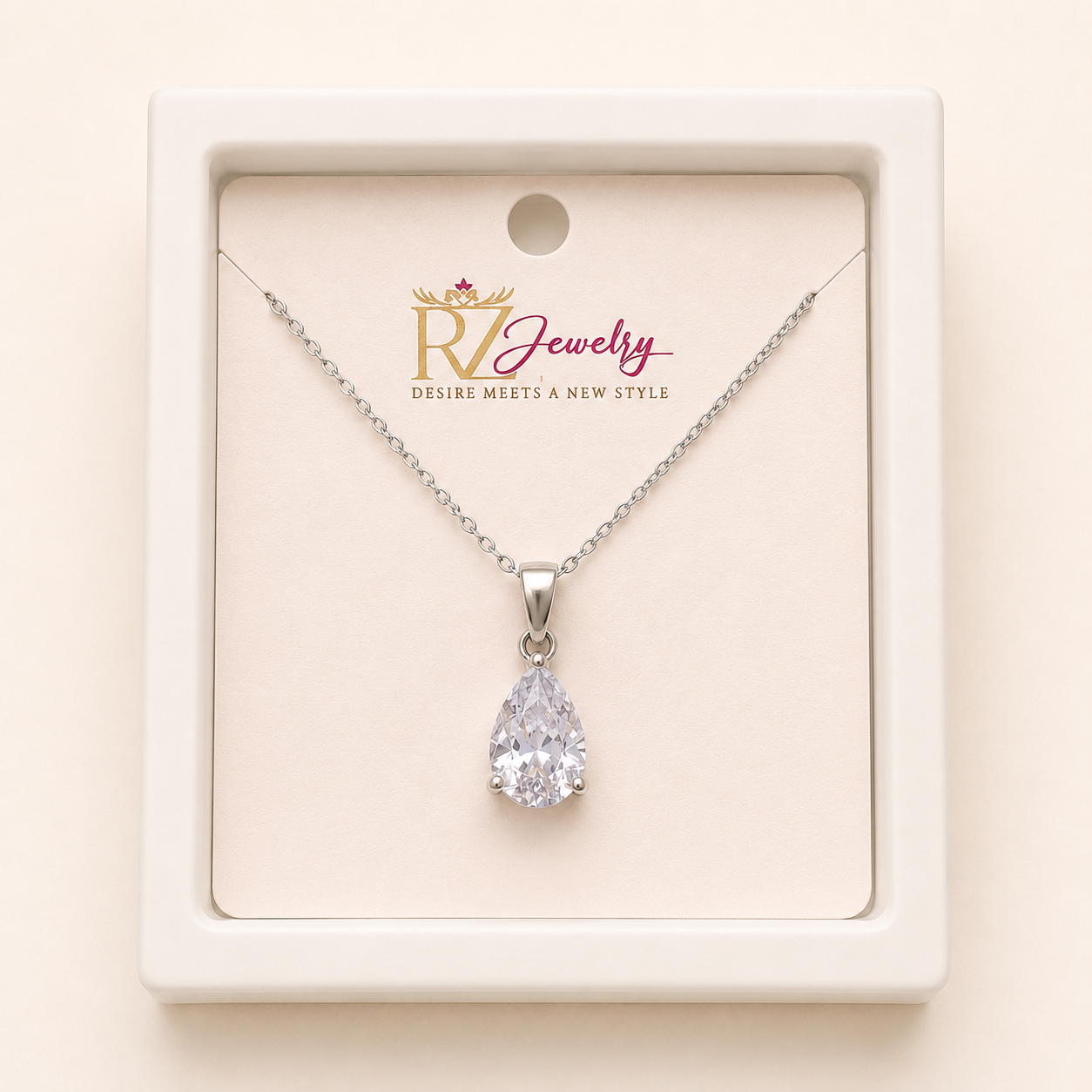 Teardrop Crystal Pendant Necklace