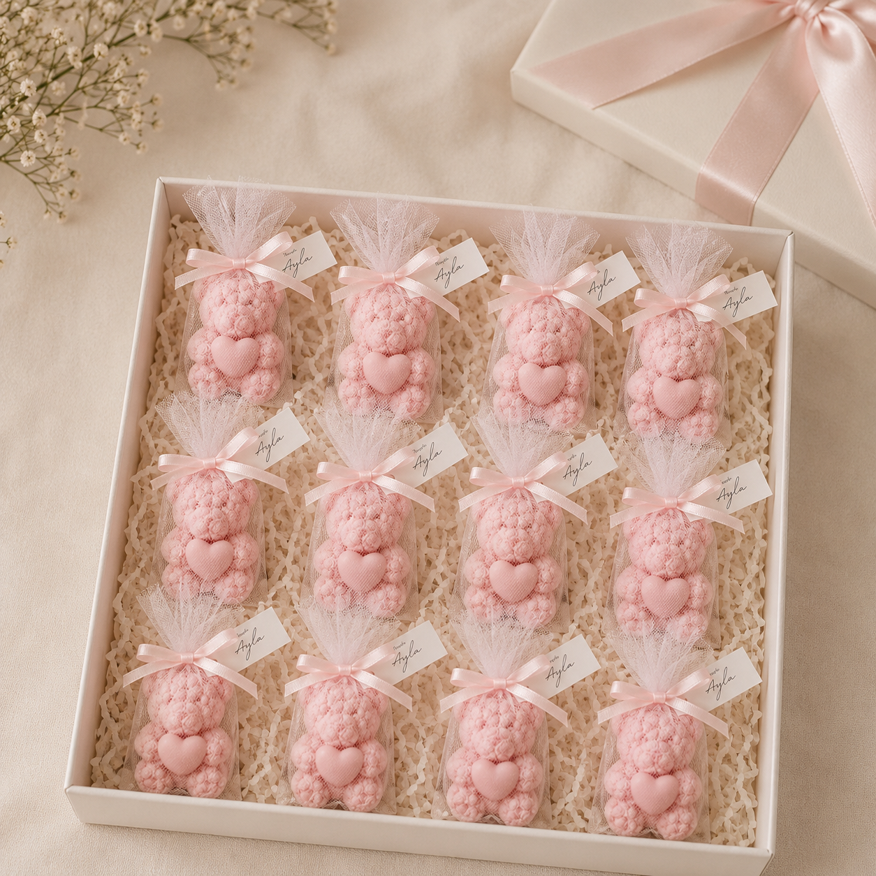 Pink Teddy Bear Candle