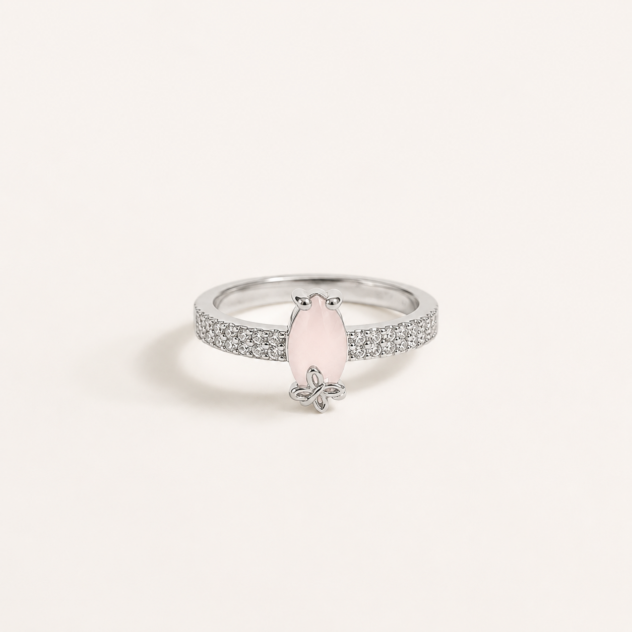 Silver-Tone Pink Stone Ring