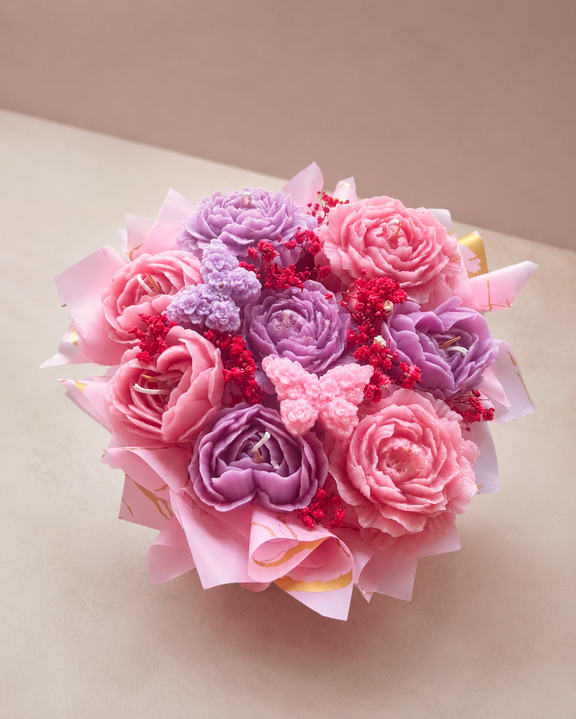 Pink & Purple Flower Candle