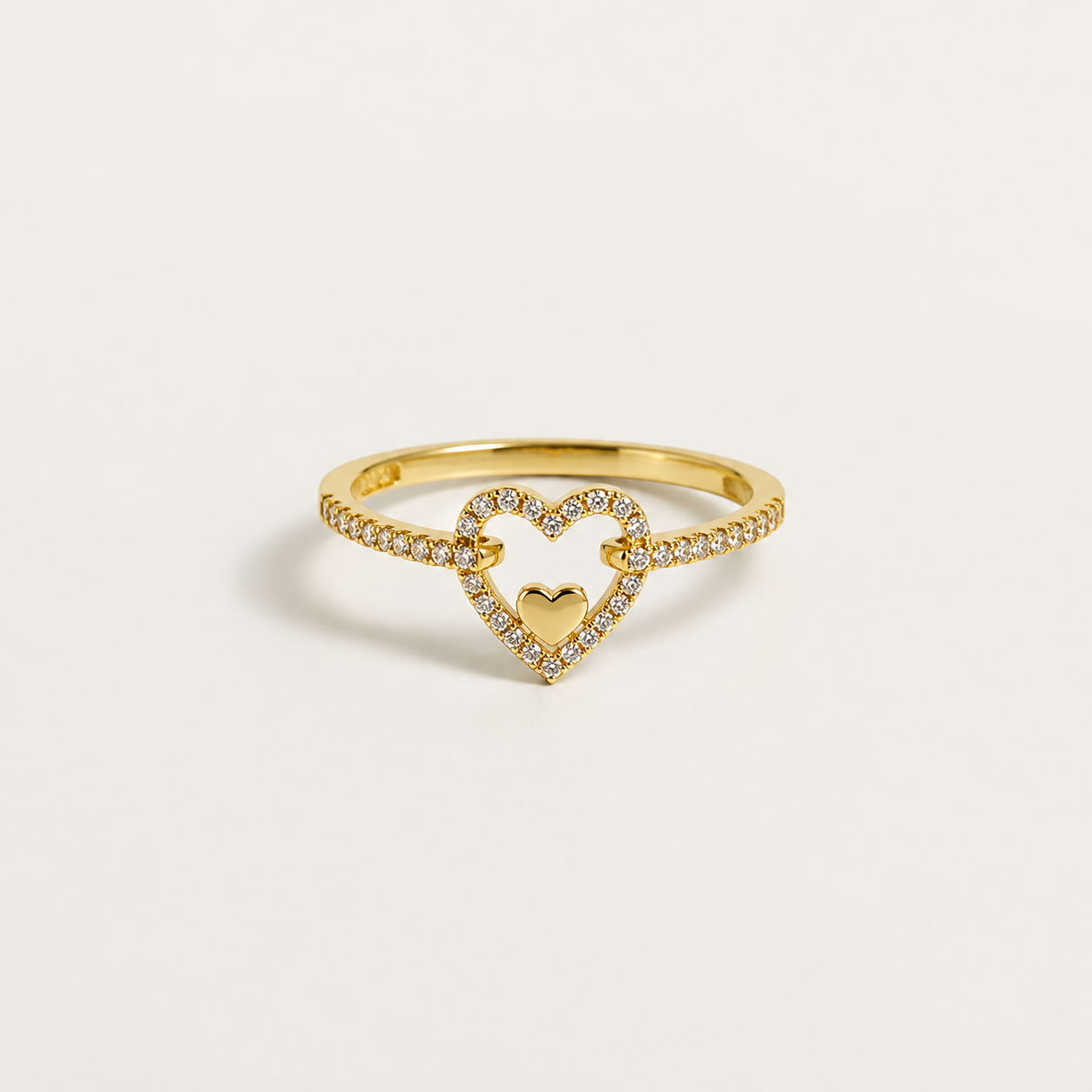 Gold-Tone Heart Lock Ring