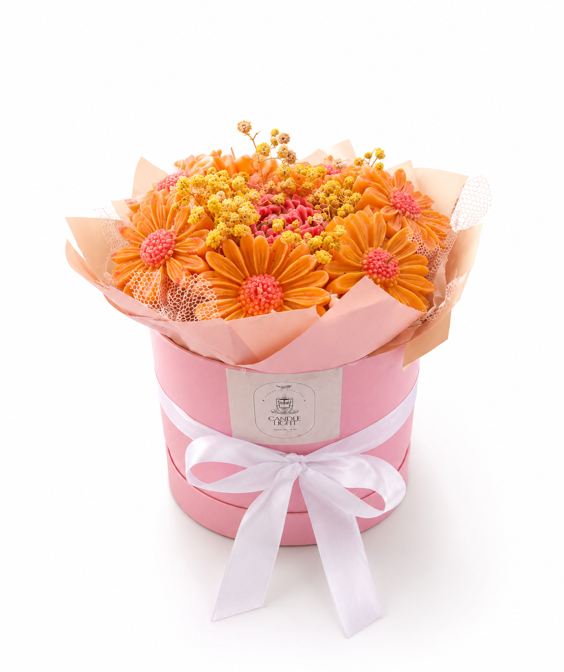 Peach & Pink Flower Pot Candle