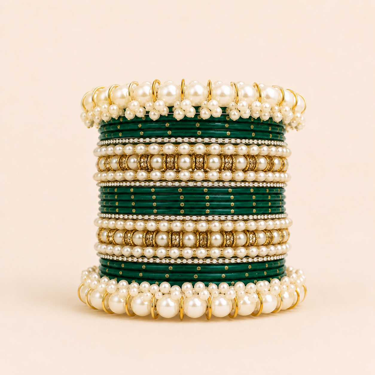 Emerald Green Pearl Bangles