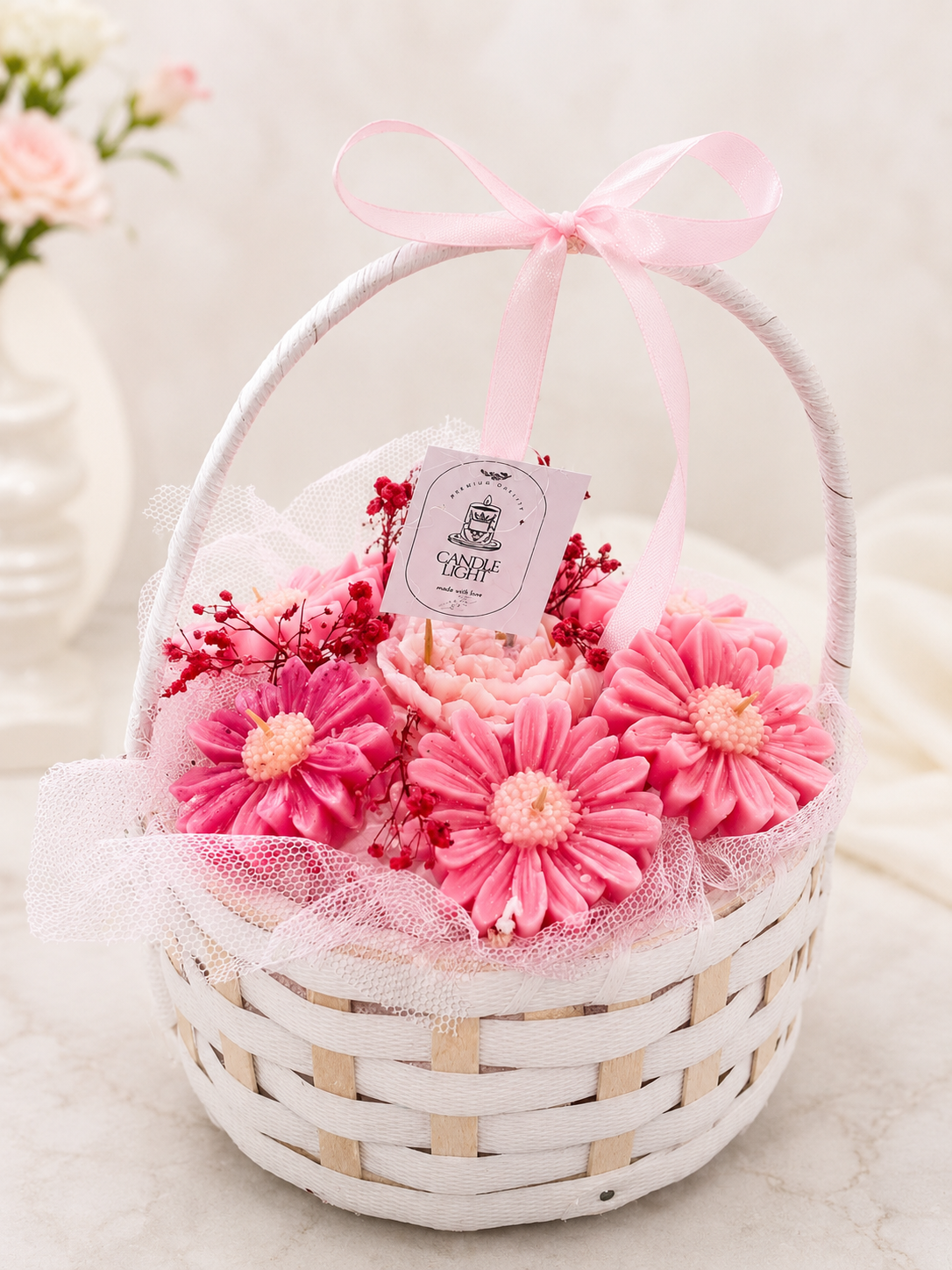 Woven Floral Candle Basket