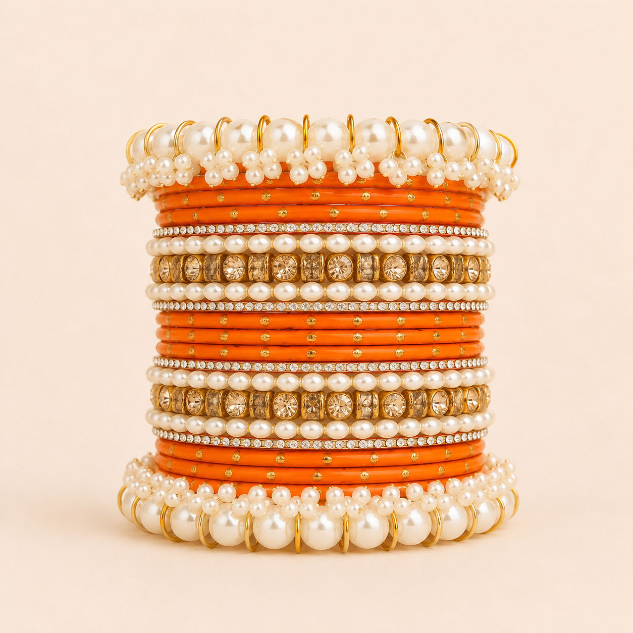 Sunlit Orange Pearl Bangles