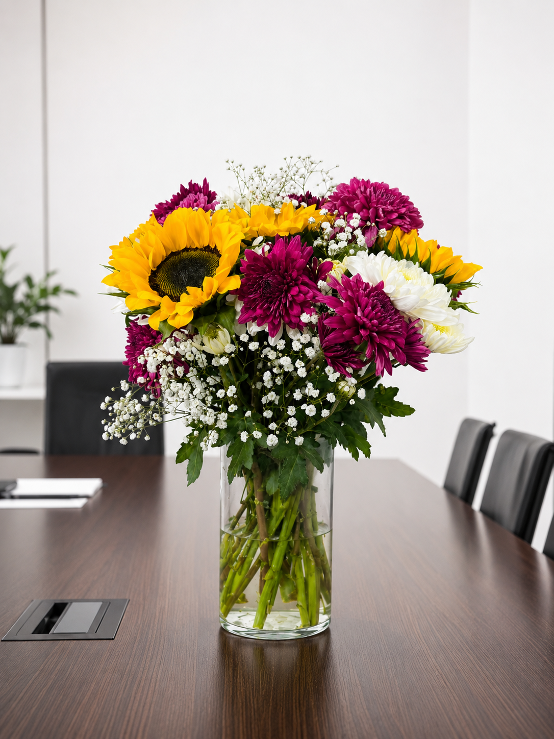 Sunflower and Daisy Vase Arrangement