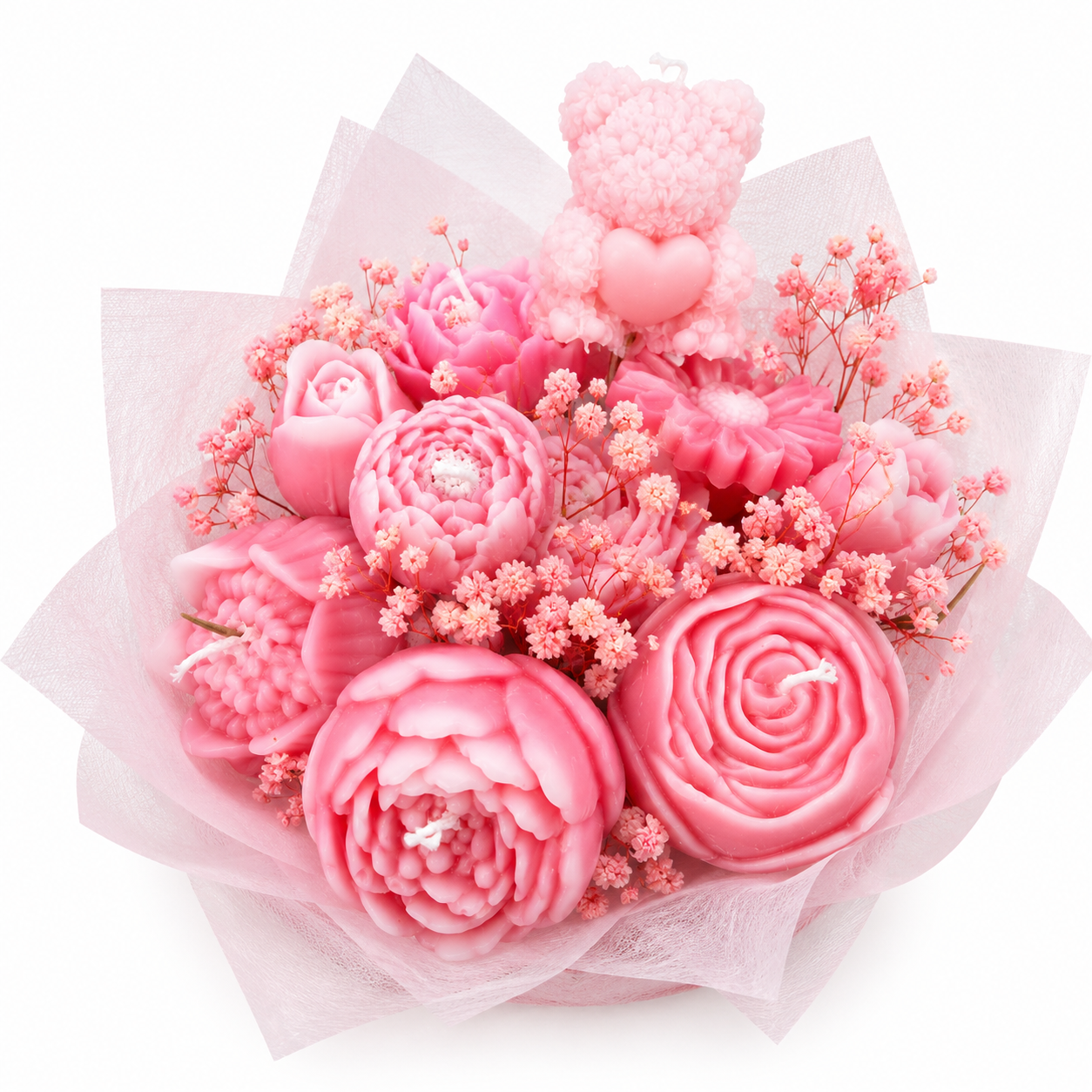 Pink Rose Candle Bouquet