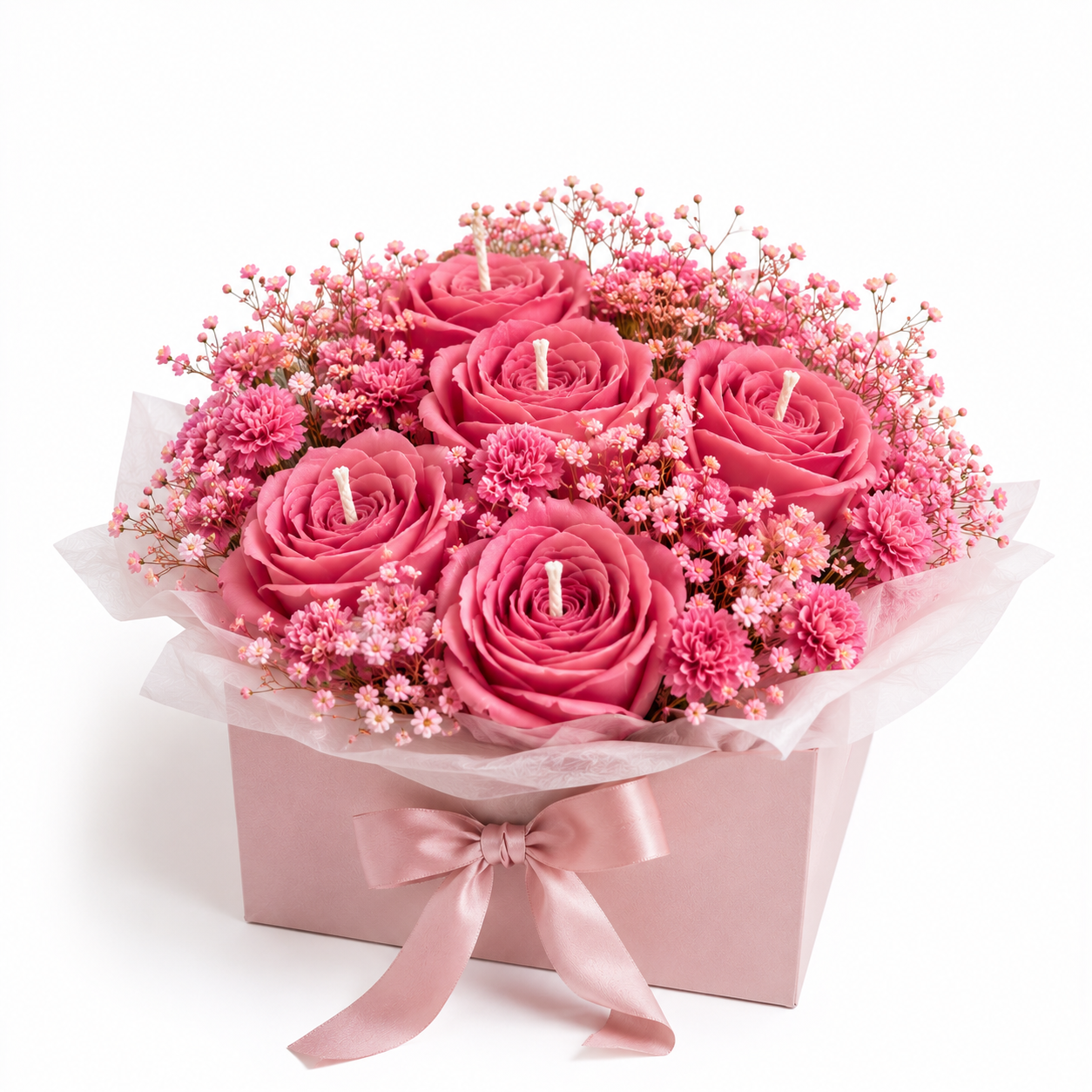 Pink Rose Candle Bouquet
