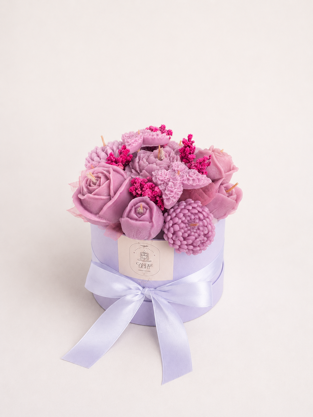 Pink & Purple Flower Candle