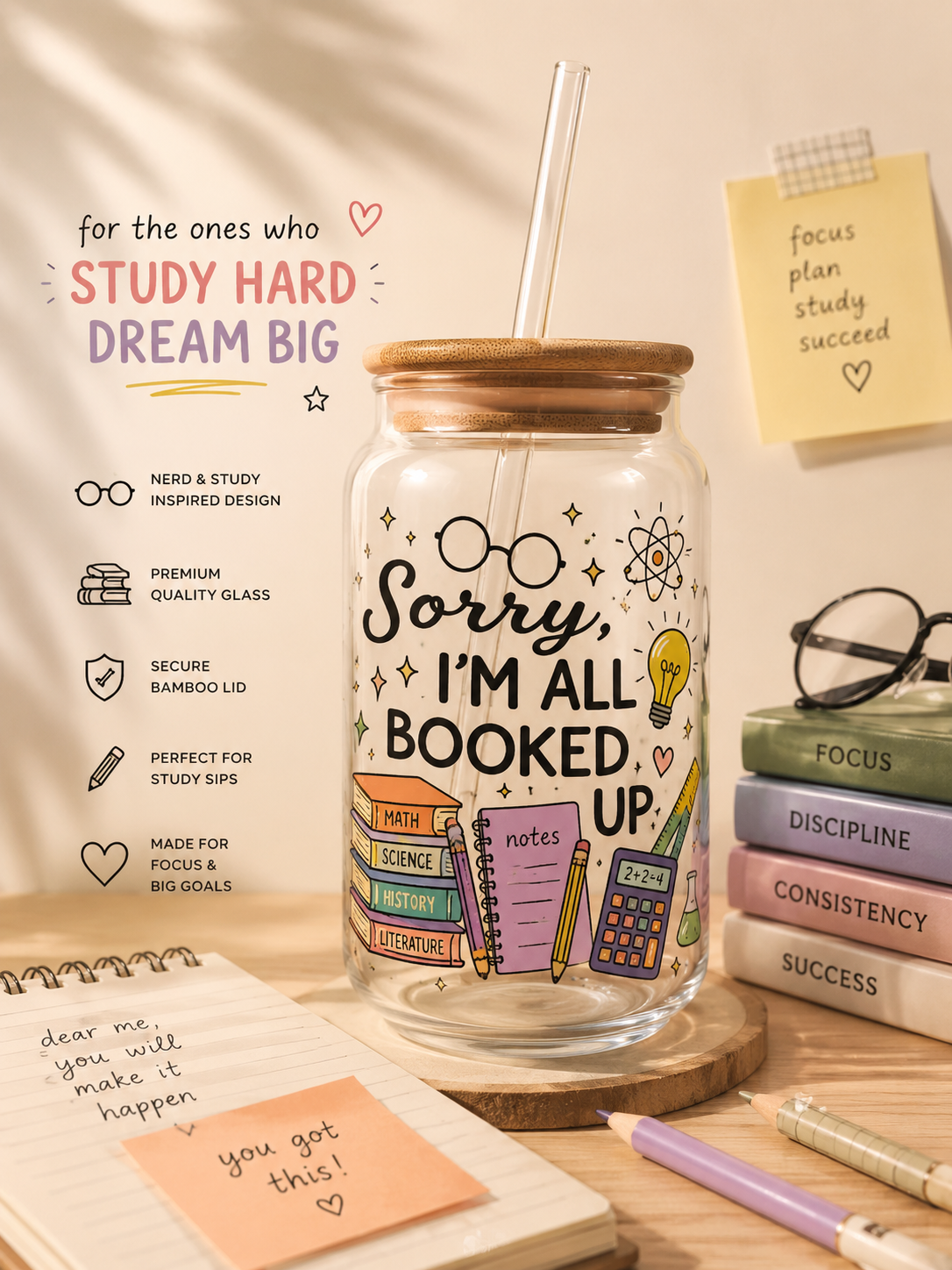 Booked Up Glass tumbler