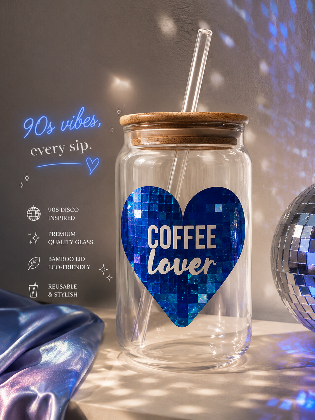 Coffee lover glass tumbler