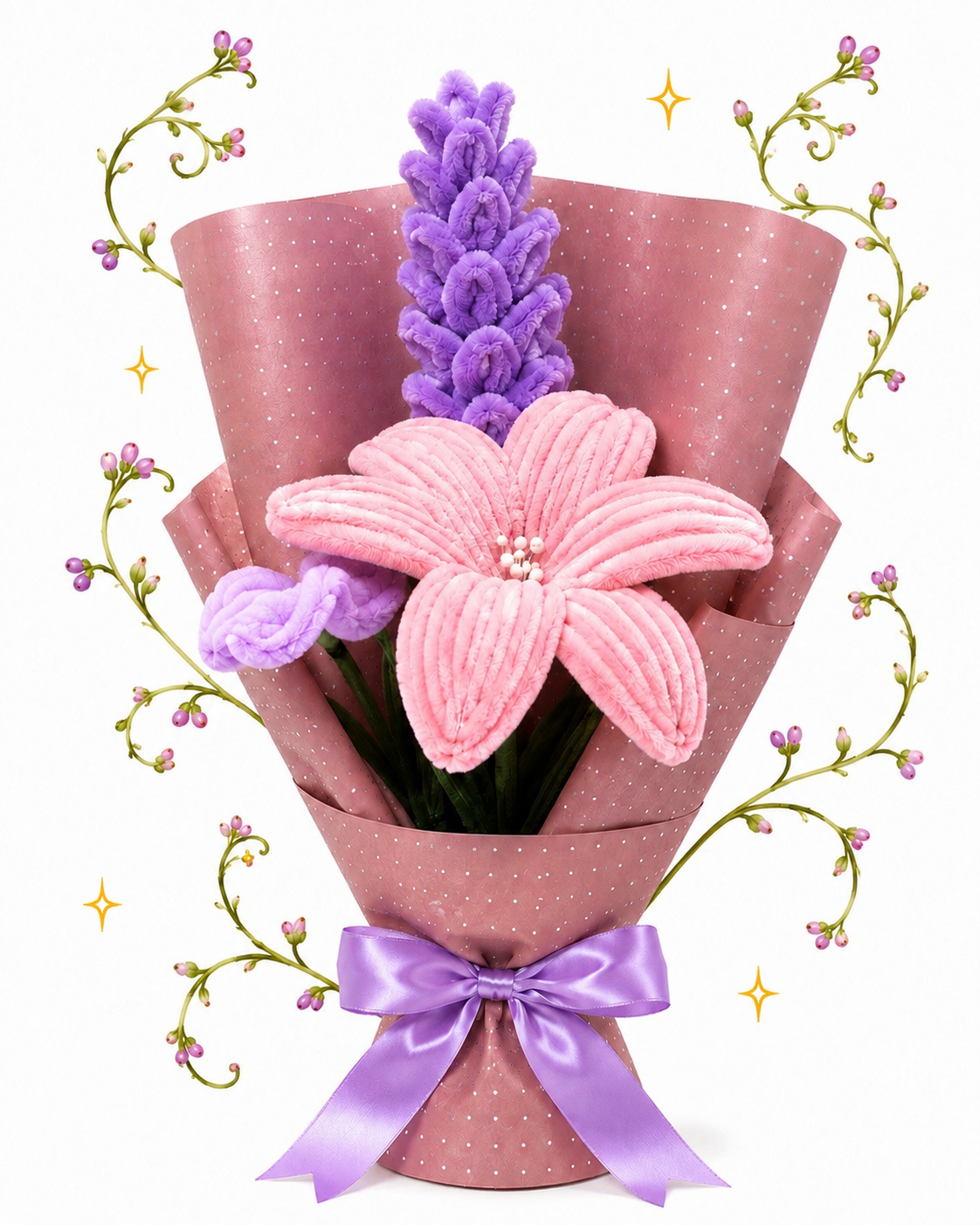 Pink Lily Plush Flower Bouquet
