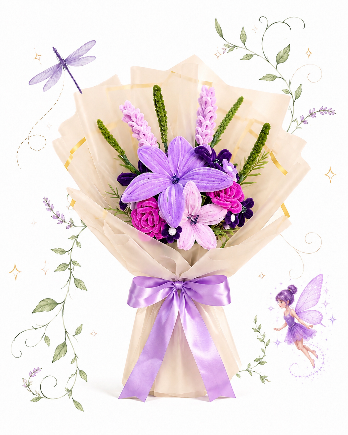 Purple Lily Plush Flower Bouquet